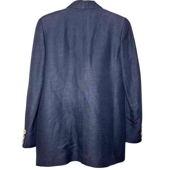 Vintage 80s Giorgio Sant'Angelo Navy Linen‎ Rayon Blazer Sz 10 Made in Romania - Picture 2 of 16